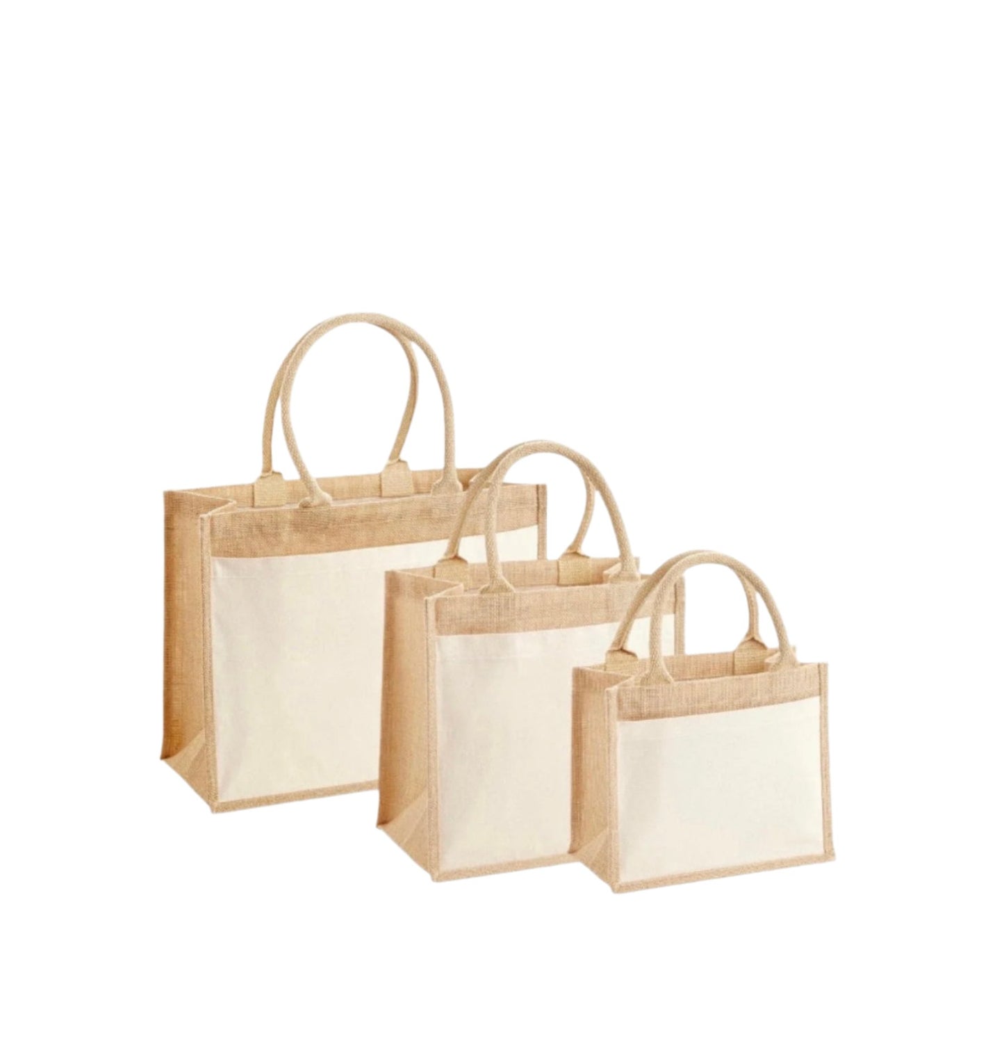 Jute Shopper Bag with cotton canvas pocket