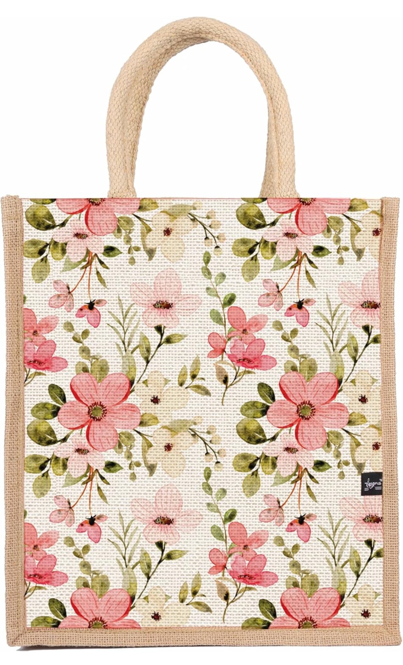 Blush Garden Bloom Jute Tote