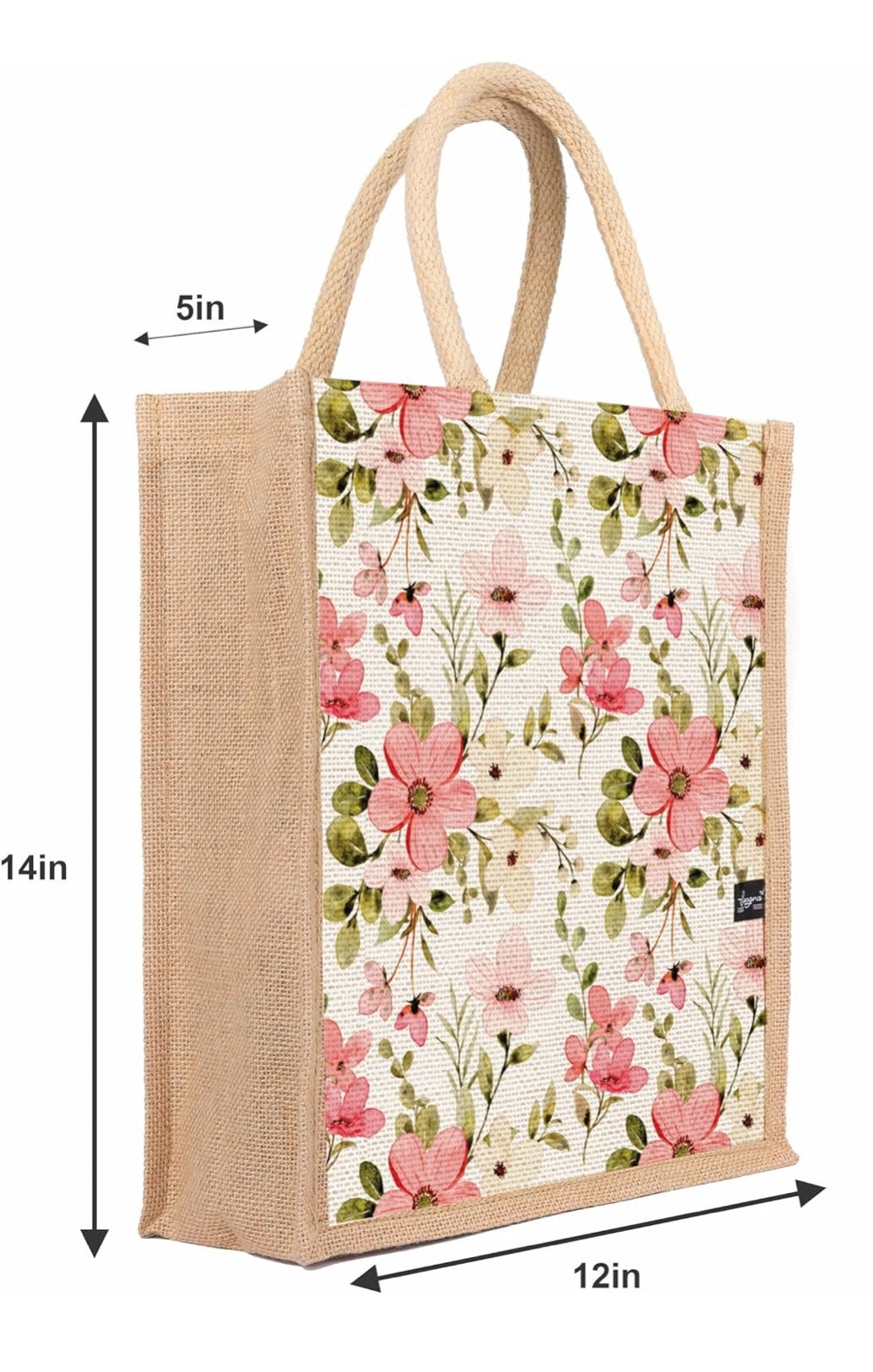 Blush Garden Bloom Jute Tote