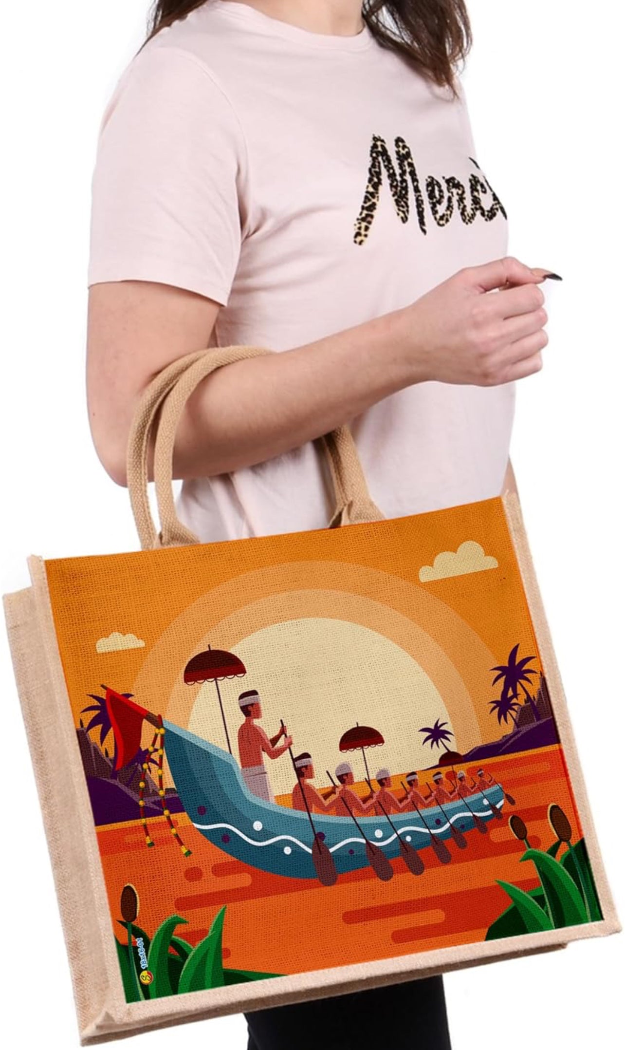 Traditional Kerala Boat Race Eco-Friendly Jute Bag