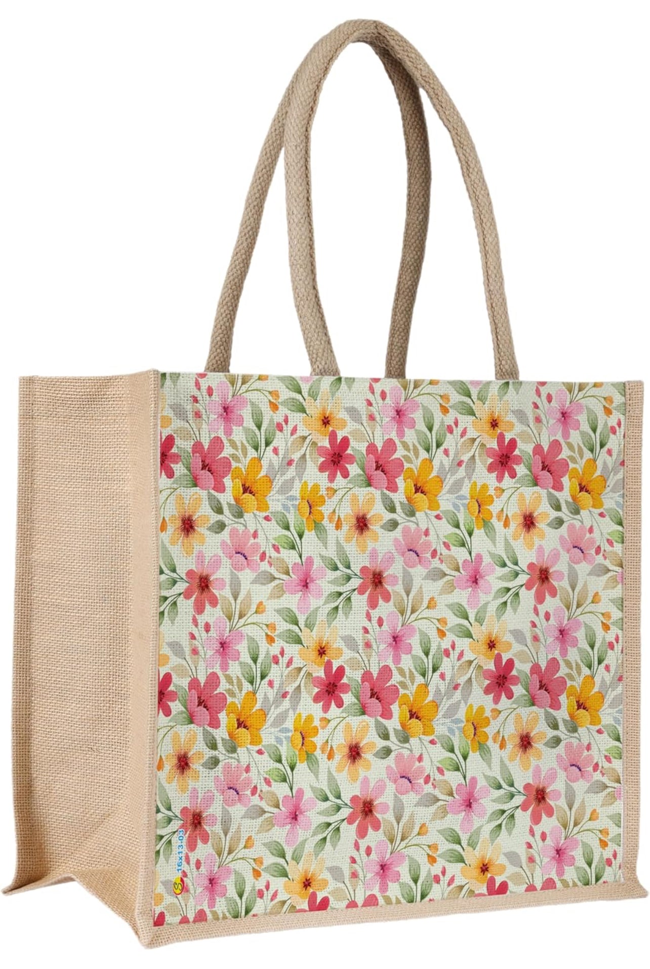 Spring Garden Floral Jute Tote Bag