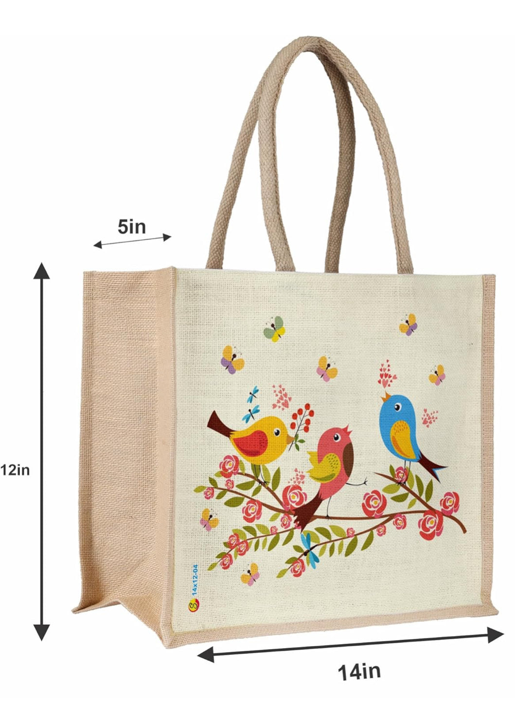 Chirpy Garden Bird Design Jute Tote