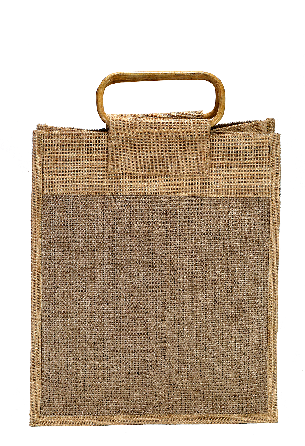 Fibrous Jute Bottle Bag with Bamboo Handles (35.5 x 31 x 21 cm)