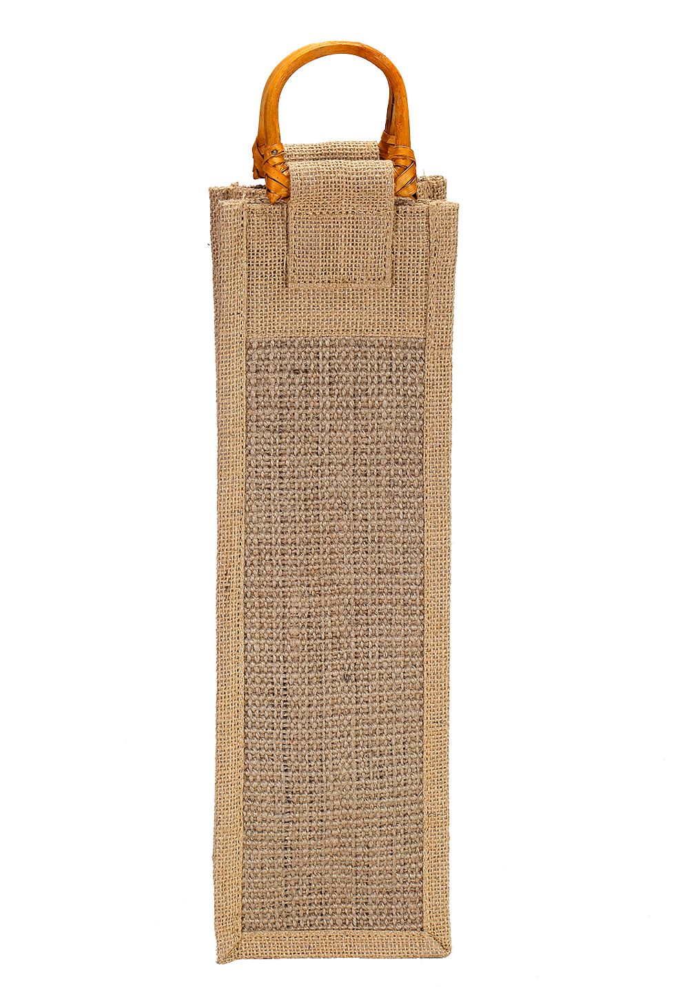 Fibrous Jute Bottle Bag with Bamboo Handles (34.5 x 10 x 10 cm)