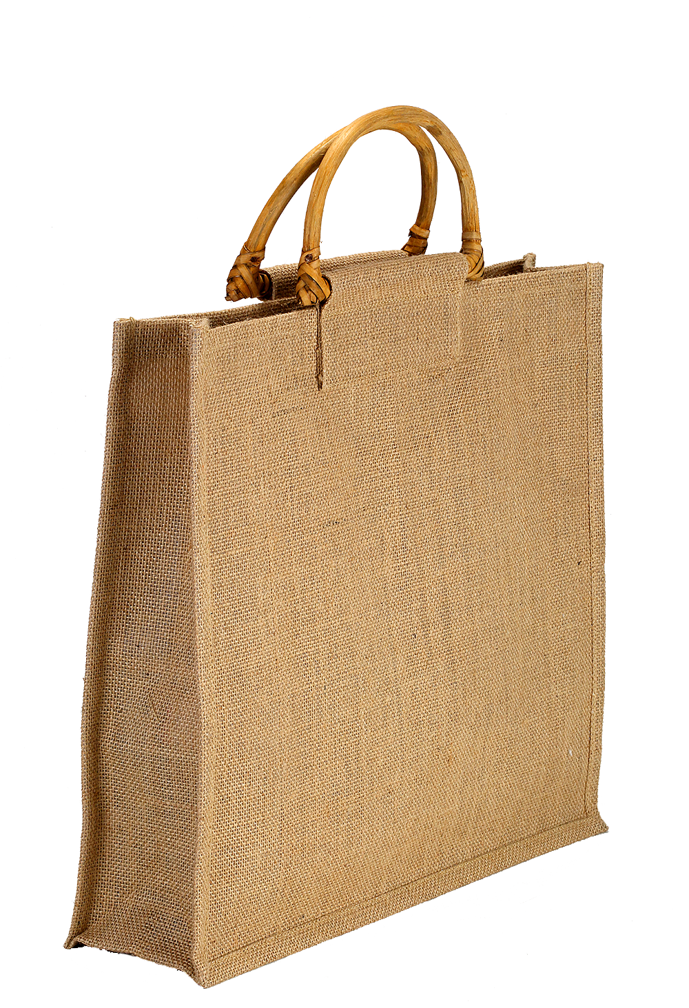 Natural Jute Bottle Bag with Bamboo Handles (35.5 x 41 x 10 cm)