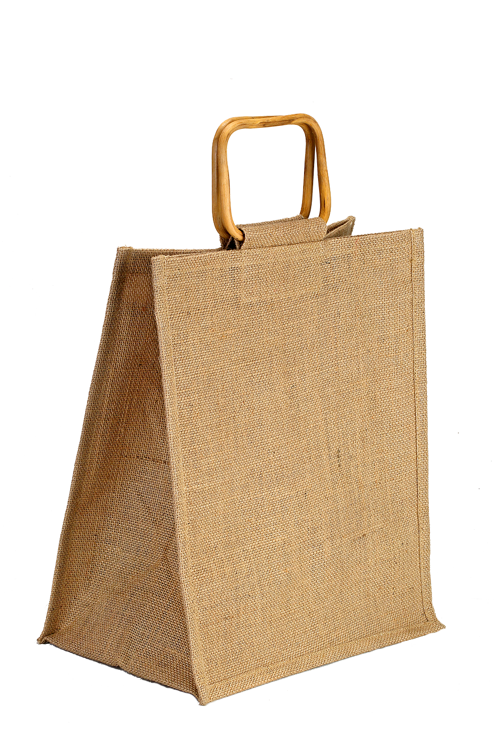 Natural Jute Bottle Bag with Bamboo Handles (35.5 x 31 x 21 cm)