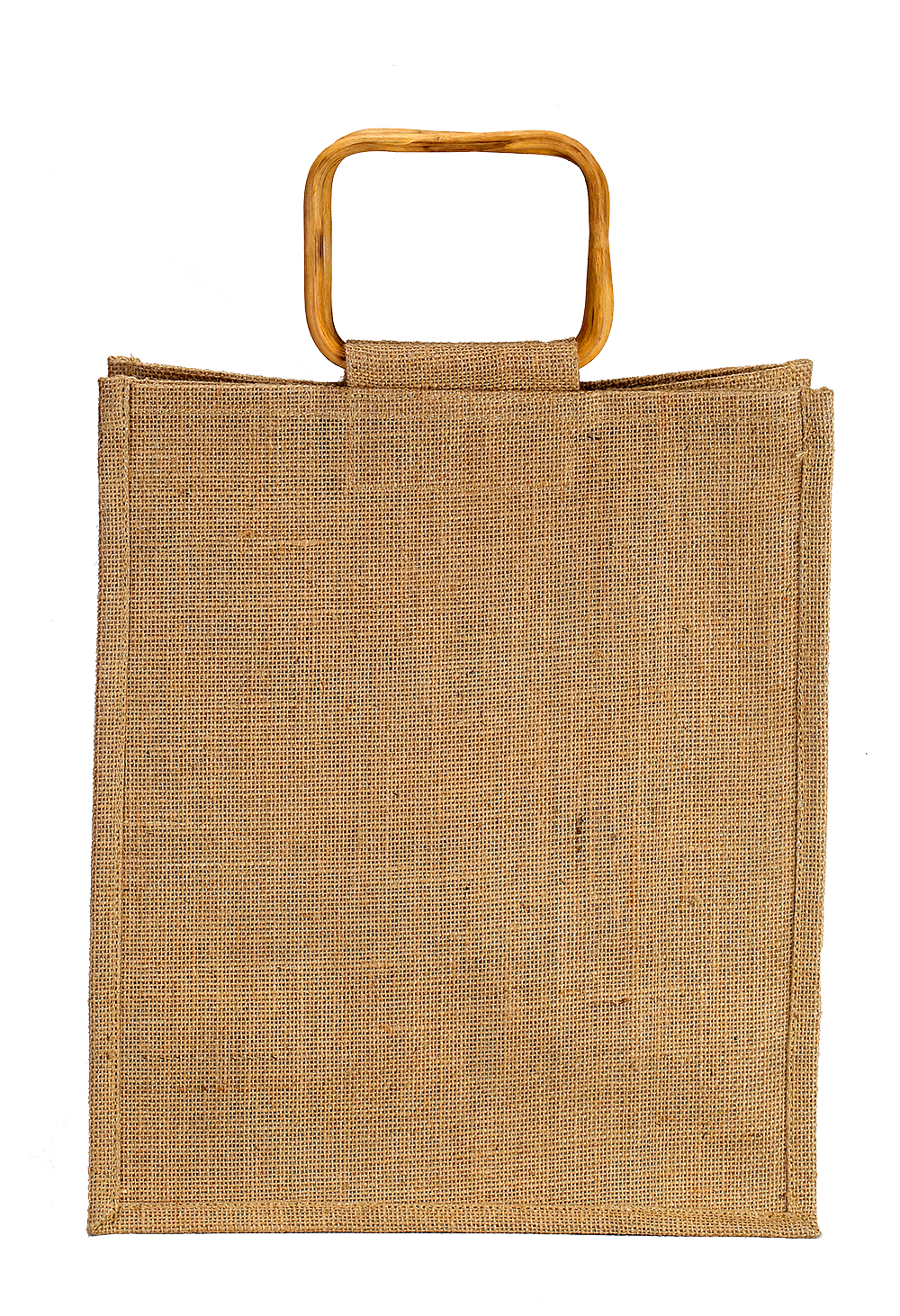 Natural Jute Bottle Bag with Bamboo Handles (35.5 x 31 x 21 cm)