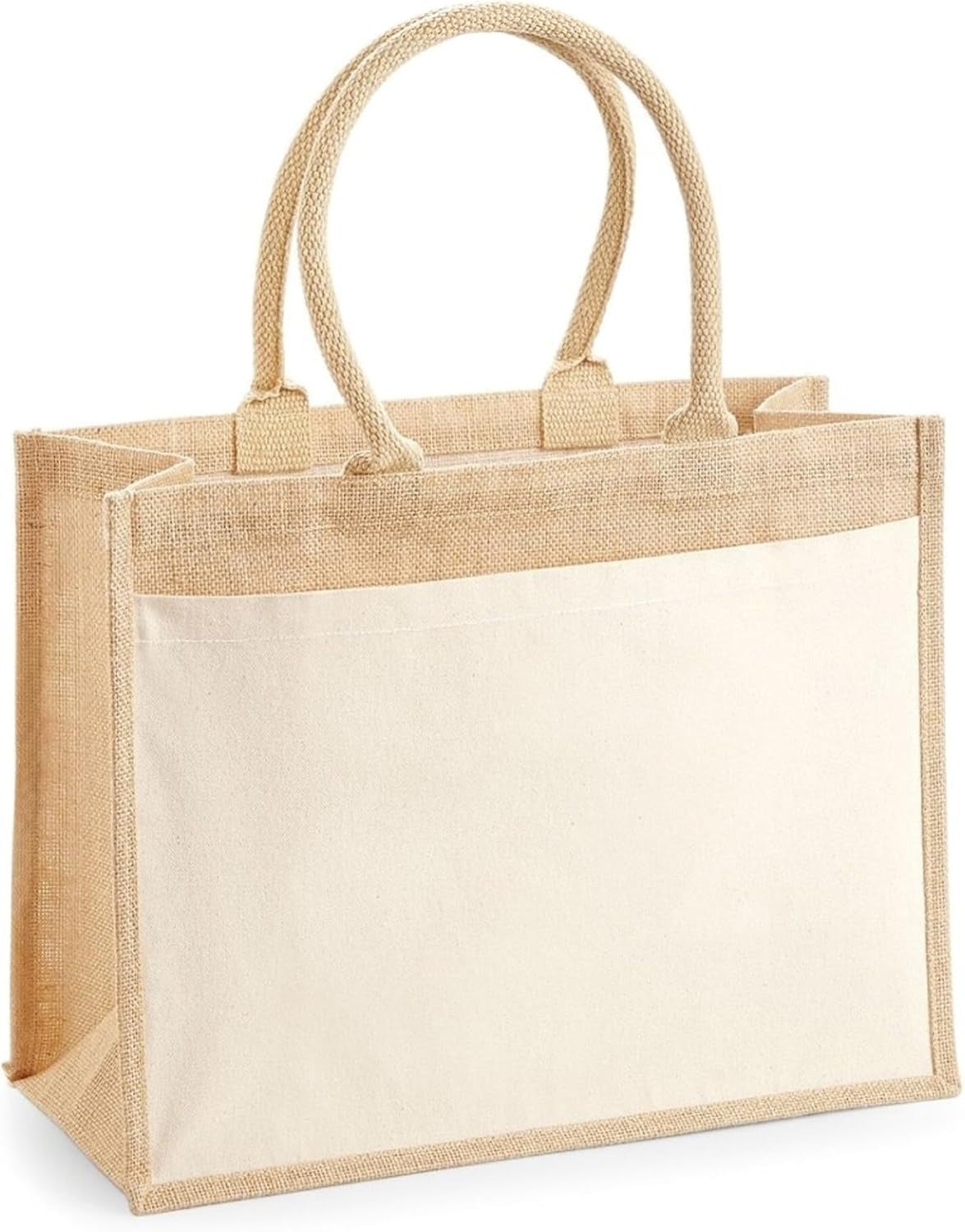 Jute Shopper Bag with cotton canvas pocket