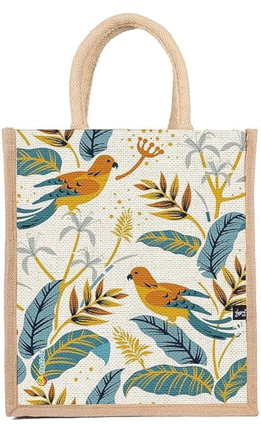 Tropical Parrot Paradise Jute Tote