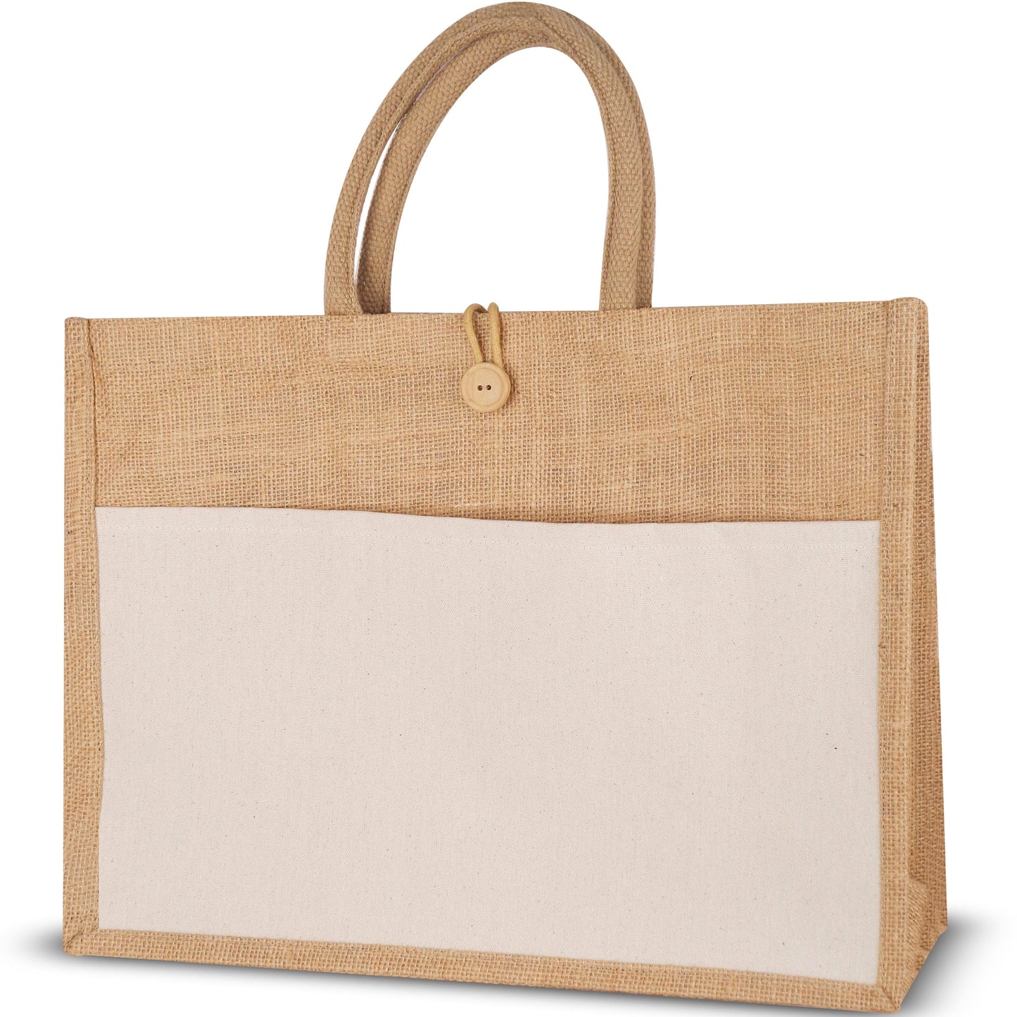 Jute Shopper Bag with cotton canvas pocket