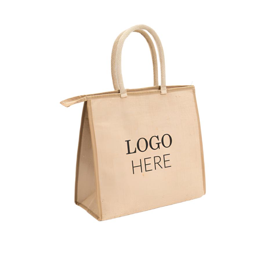 Large Natural Jute Cooler Bag with Zip closure