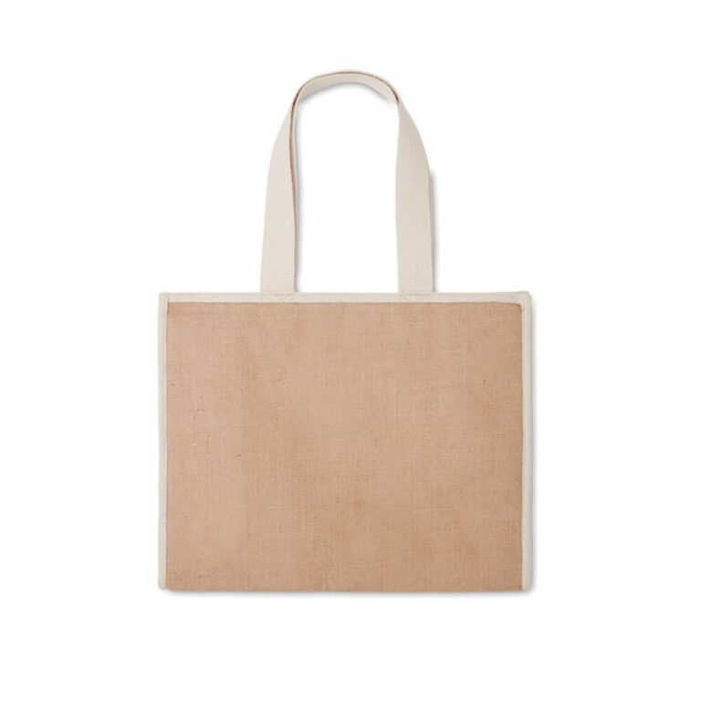 Jute Shopping and Cooler Bag with Canvas Pocket