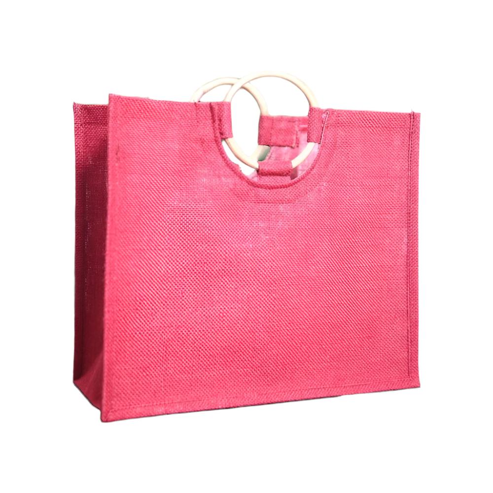 Customizable Bamboo Handle Jute Bag